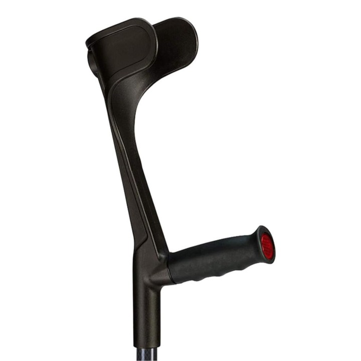 Ossenberg Open Cuff Carbon Folding Soft Grip Black Crutch (Single)